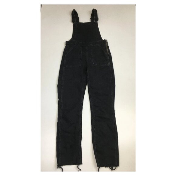 MADEWELL Black Raw Edge Hem Logo Hardware Denim Overalls - Picture 1 of 14